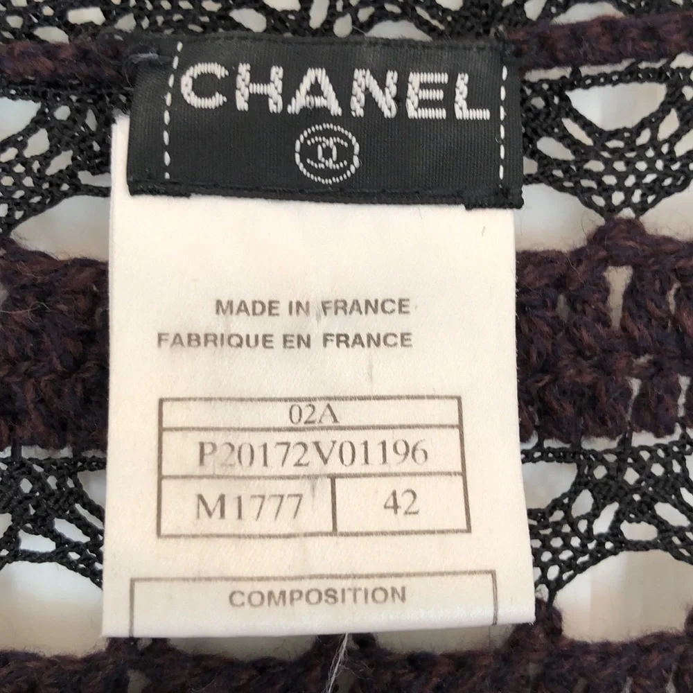 CHANEL cashmere black purple sweater 42